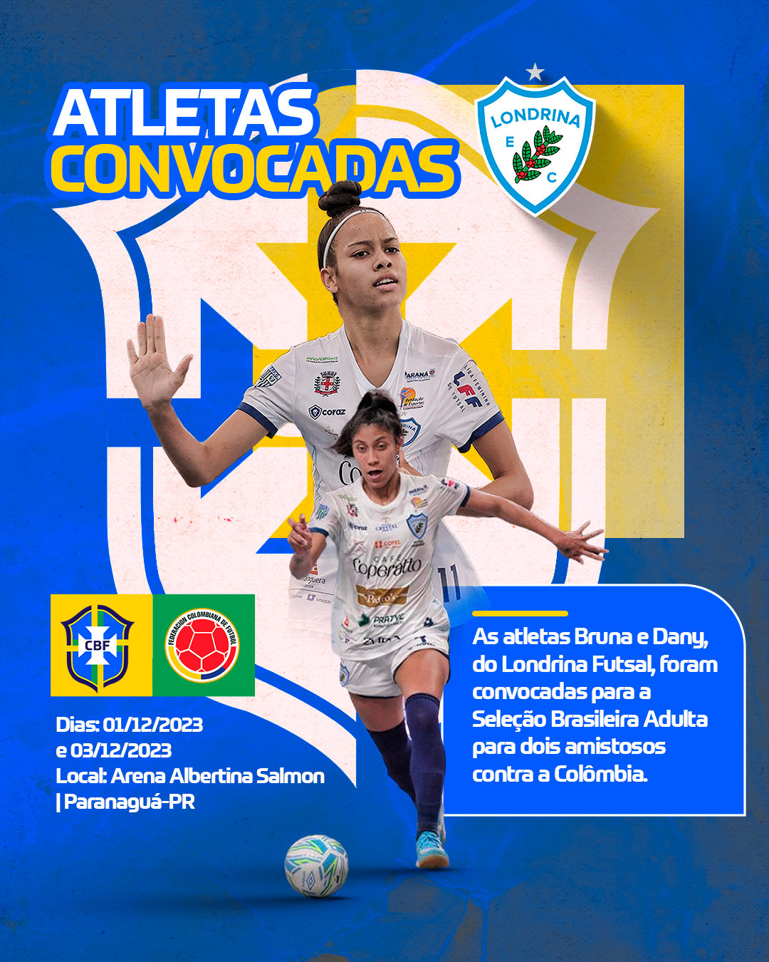 Atletas do Londrina Futsal são convocadas para a Seleção Brasileira